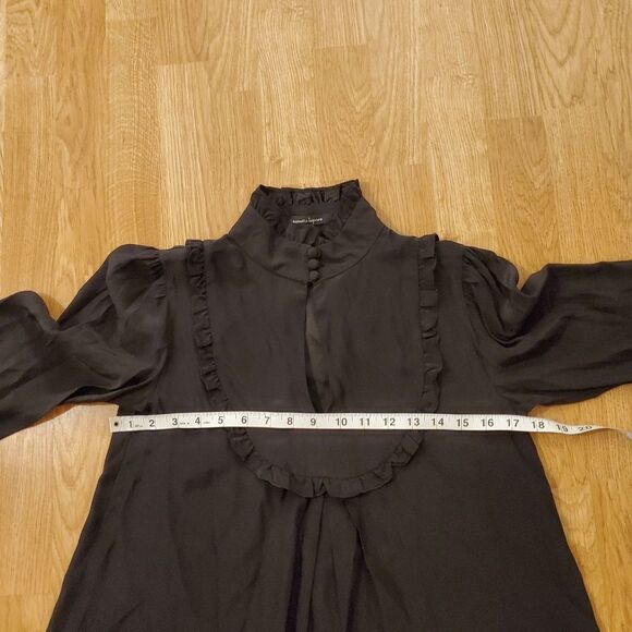 Nanette Lepore Ruffled Silk Blouse in Black - NEW - Picture 7 of 10